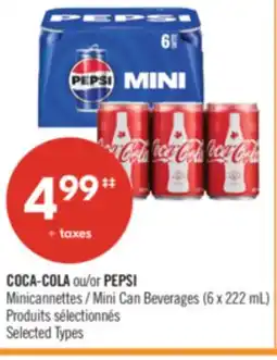 Pharmaprix COCA-COLA or PEPSI Mini Can Beverages offer