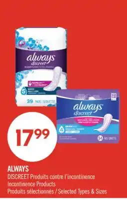 Pharmaprix ALWAYS DISCREET Incontinence Products offer