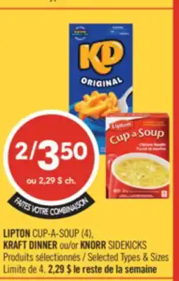 Pharmaprix LIPTON CUP-A-SOUP (4), KRAFT DINNER or KNORR SIDEKICKS offer