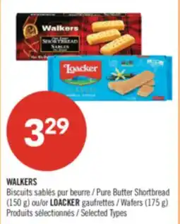 Pharmaprix WALKERS Pure Butter Shortbread (150 g) or LOACKER Wafers (175 g) offer