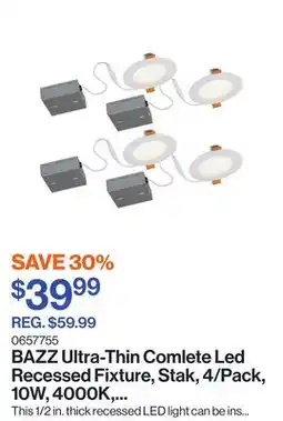 Patrick Morin Ultra-Thin Comlete Led Recessed Fixture, Stak, 4/Pack, 10W, 4000K, Matte White offer