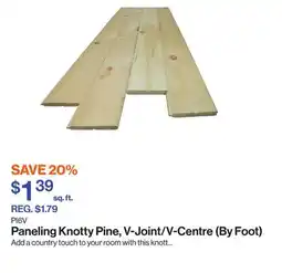 Patrick Morin Paneling Knotty Pine, V-Joint/V-Centre (By Foot) offer
