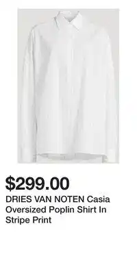 Holt Renfrew DRIES VAN NOTEN Casia Oversized Poplin Shirt In Stripe Print offer