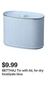 IKEA BETTHAJ Tin with lid, for dry food/pale blue offer