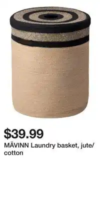 IKEA MÄVINN Laundry basket, jute/cotton offer