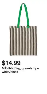 IKEA MÄVINN Bag, green/stripe white/black offer