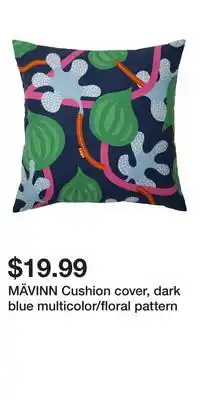 IKEA MÄVINN Cushion cover, dark blue multicolor/floral pattern offer