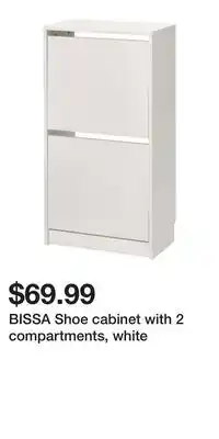 IKEA BISSA Shoe cabinet with 2 compartments, white offer