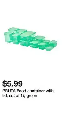 IKEA PRUTA Food container with lid, set of 17, green offer