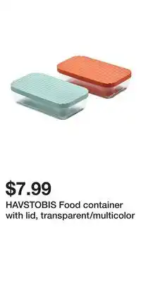 IKEA HAVSTOBIS Food container with lid, transparent/multicolor offer