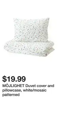 IKEA MÖJLIGHET Duvet cover and pillowcase, white/mosaic patterned offer