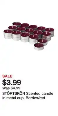 IKEA STÖRTSKÖN Scented candle in metal cup, Berries/red offer