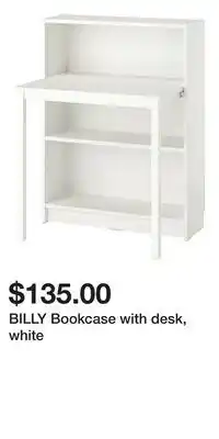 IKEA BILLY Bookcase with desk, white offer