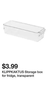 IKEA KLIPPKAKTUS Storage box for fridge, transparent offer