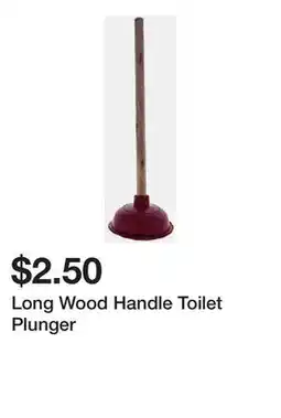 Dollarama Long Wood Handle Toilet Plunger offer