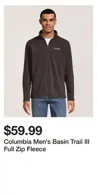 Mark's Columbia Men's Basin Trail III Full Zip Fleece offer