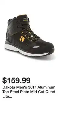 Mark's Dakota Men's 3617 Aluminum Toe Steel Plate Mid Cut Quad Lite Athletic Shoes offer