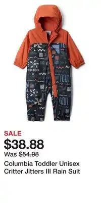 Mark's Columbia Toddler Unisex Critter Jitters III Rain Suit offer