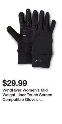 Mark's WindRiver Women's Mid Weight Liner Touch Screen Compatible Gloves - Black offer
