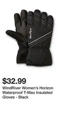 Mark's WindRiver Women's Horizon Waterproof T-Max Insulated Gloves - Black offer