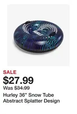 TSC Stores Hurley 36 Snow Tube Abstract Splatter Design offer