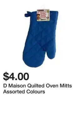 Dollarama D Maison Quilted Oven Mitts Assorted Colours offer