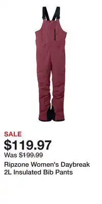 Sport Chek Ripzone Women's Daybreak 2L Insulated Bib Pants offer
