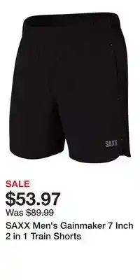 Sport Chek SAXX Men's Gainmaker 7 Inch 2 in 1 Train Shorts offer