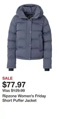 Sport Chek Ripzone Women's Friday Short Puffer Jacket offer
