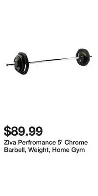 Sport Chek Ziva Perfromance 5' Chrome Barbell, Weight, Home Gym offer