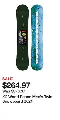 Sport Chek K2 World Peace Men's Twin Snowboard 2024 offer