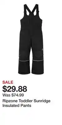 Sport Chek Ripzone Toddler Sunridge Insulated Pants offer