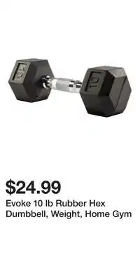 Sport Chek Evoke 10 lb Rubber Hex Dumbbell, Weight, Home Gym offer
