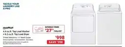 Visions Electronics Moffat 4.4 cu.ft. Top Load Washer + 6.2 cu.ft. Top Load Dryer offer