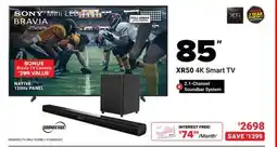 Visions Electronics SONY 85 XR50 4K Smart TV + 2.1-Channel Soundbar System offer