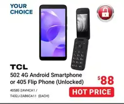Visions Electronics TCL 502 4G Android Smartphone or 405 Flip Phone (Unlocked) offer