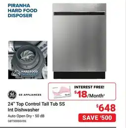 Visions Electronics GE 24 Top Control Tall Tub SS Int Dishwasher offer