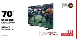 Visions Electronics SAMSUNG 70 U7900FF 4K Smart TV offer