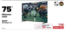 Visions Electronics Hisense 75 QD6QF 4K Smart TV offer