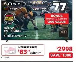 Visions Electronics SONY 77 XR8B 4K Smart TV offer