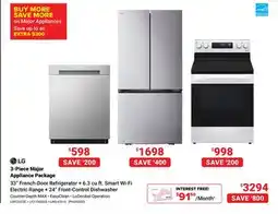 Visions Electronics 33 French-Door Refrigerator + 6.3 cu ft. Smart Wi-Fi Electric Range + 24 Front-Control Dishwasher offer