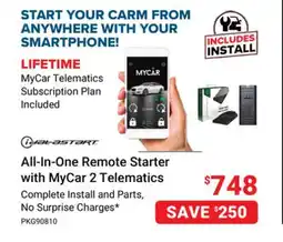 Visions Electronics All-In-One Remote Starter with MyCar 2 Telematics offer