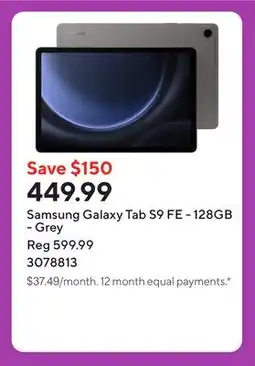 Staples Samsung Galaxy Tab S9 FE - 128GB - Grey offer
