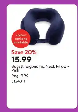 Staples Bugatti Ergonomic Neck Pillow - Pink offer