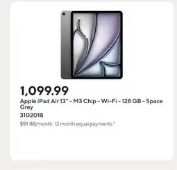 Staples Apple iPad Air 13 - M3 Chip - Wi-Fi - 128 GB - Space Grey offer