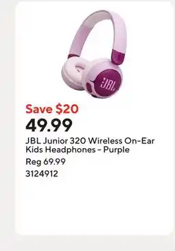 Staples JBL Junior 320 Wireless On-Ear Kids Headphones - Purple offer