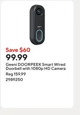 Staples Geeni DOORPEEK Smart Wired Doorbell with 1080p HD Camera offer