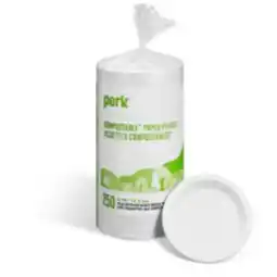Staples Perk Compostable Paper Plates - 6 - White offer