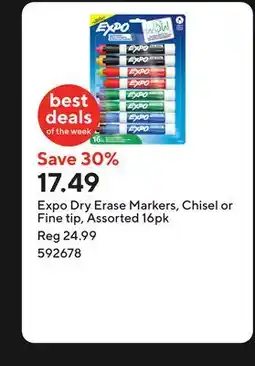 Staples Expo Dry Erase Markers, Chisel or Fine tip, Assorted offer