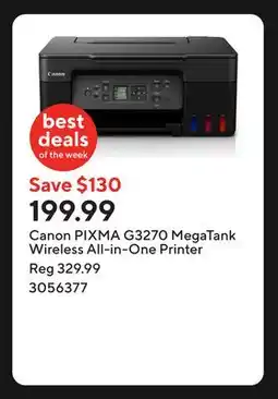 Staples Canon PIXMA G3270 MegaTank Wireless All-in-One Printer offer
